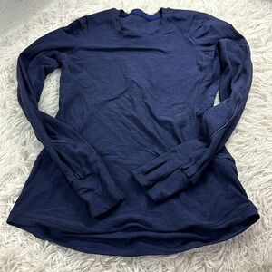 Lululemon Extra Mile Long Sleeve Heathered Hero Blue / Black